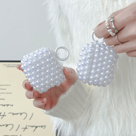 パール Airpods第四世代ケース キラキラ AirpodsPro2ケース airpods3カバー 大人可愛い ギフトにおすすめ リング付[M5207]