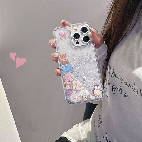 動く動物 iPhone15/15pro/15plusケース 液体 iPhone14/13pro/12ケース 面白い ギフトに最適[M4536]