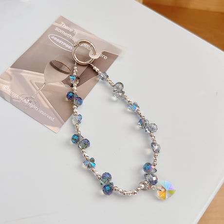 クリスタルストラップ 蝶/ハート 女子力アップ ショートストラップ キラキラ かわいい 取り付け外し簡単[M5225]