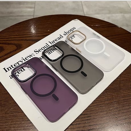 MagSafe対応 iPhone15Pro/15ProMaxケース 指紋防止 半透明 マット アイフォン14pro/13proカバー 耐衝撃 高級感 [M3531]