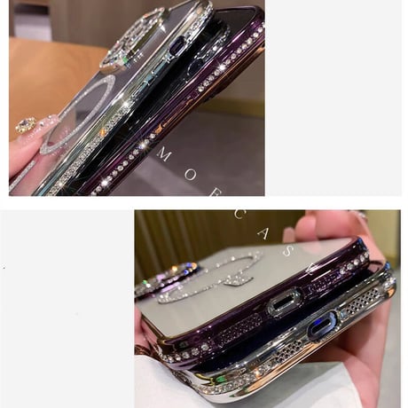 【iPhone16】MagSafe対応ジュエリー iphone15/14proケース  キラキラ レンズフィルム付アイフォン13/12/11カバー  綺麗 高品質 ガールズに超人気 [M3321]