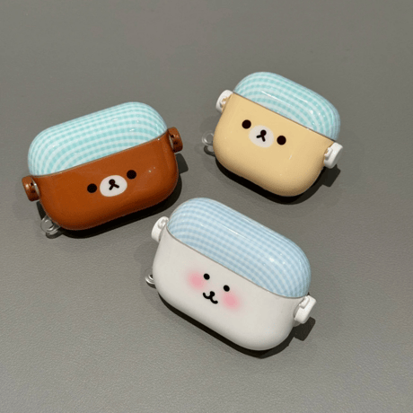 クマさん Airpods Pro3ケース スタンド機能付 Airpods4/3カバー pro2/pro1 可愛すぎ 便利  ペアお揃いコーデにおすすめ[M6089]