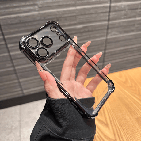 耐衝撃 iPhone17pro/17promaxケース レンズ保護カバー付 iPhone17/17Airカバー 黄ばまない メッキライン[M5645]