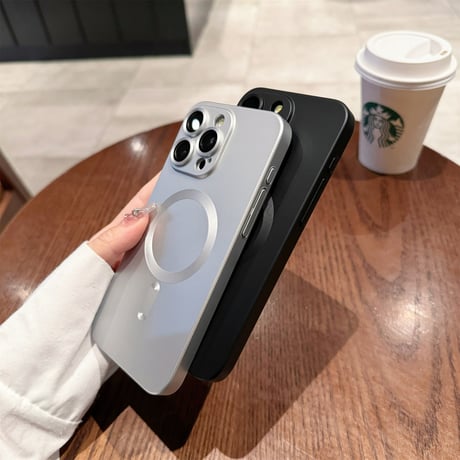 Magsafe対応 iPhone15pro/15promaxケース シンプル 無地 iphone14Pro/13/12ケース 指紋/汚れ防止[M3850]