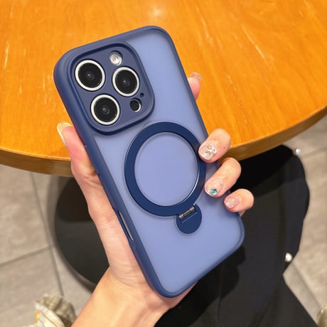 指紋防止 iPhone16Pro/16Promaxケース 360度回転スタンド MagSafe iPhone15pro/14proカバー 丈夫 デザートチタニウム[M4653]