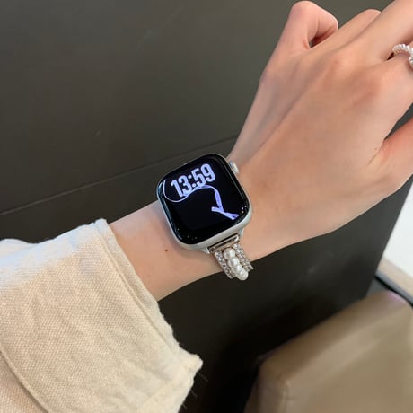 上品真珠 AppleWatchバンド キラキラダイヤ  AppleWatchベルト Series 11/10/9/8 SE3/2  Ultra3/2/1 メタルリック 高級感高品質[M6498]