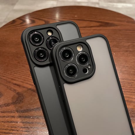 指紋防止 iphone14/15promaxケース  半透明アイフォン12pro/12カバー ブラック系 肌にやさしい 頑丈耐衝撃 [M3280]
