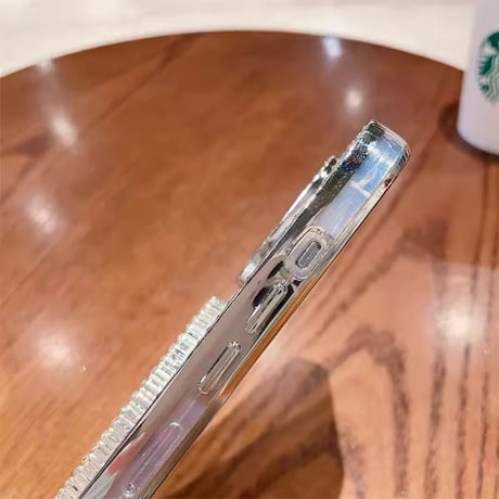 鏡 ジュエリーiPhone15Pro/15ケース 花カメラレンズ アイフォン14Pro/13ケース お洒落 キラキラインナーシート付  [M3752]
