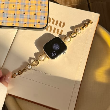 パール  AppleWatchバンド 上品 AppleWatchベルト Series 11/10/9/8 SE3/2  Ultra3/2/1 高級感高品質 大人ファッション[M6236]
