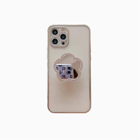 ミラーポップソケット付 iphone12/11ケース  スタンド 透明iphoneXS/SE2カバー  軽量持ちやすい ツヤ感ありファッションM418