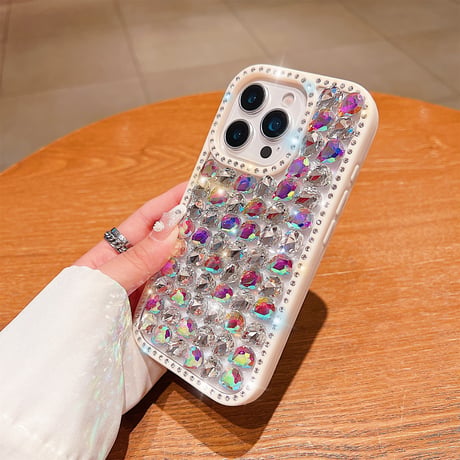 豪華ダイヤ iPhone16Pro/16カバー ジュエリー キラキラ iPhone15plus/14/13promaxケース 贅沢 ストラップ 高級感たっぷり [M5291]