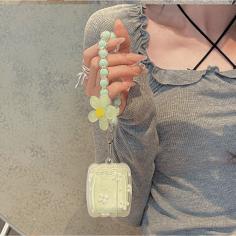 花柄 Airpods4ケース チェーン付 淡色 AirpodsPro2ケース エアーポッズ3/2 かわいい ギフトにおすすめ[M5582]