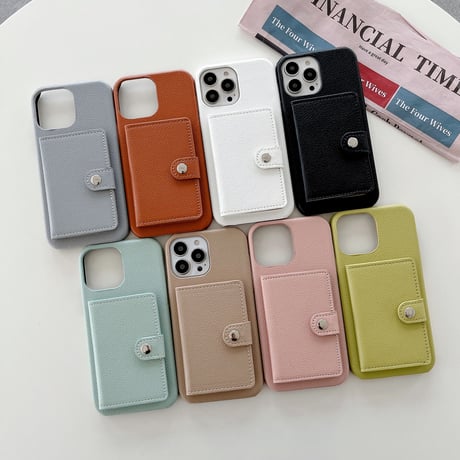 ICカード入れ5個 iPhone14plus/14proケース 革製 アイフォン13mini/12/11proカバー シンプル風 便利 お札収納 ファッション[M2353]