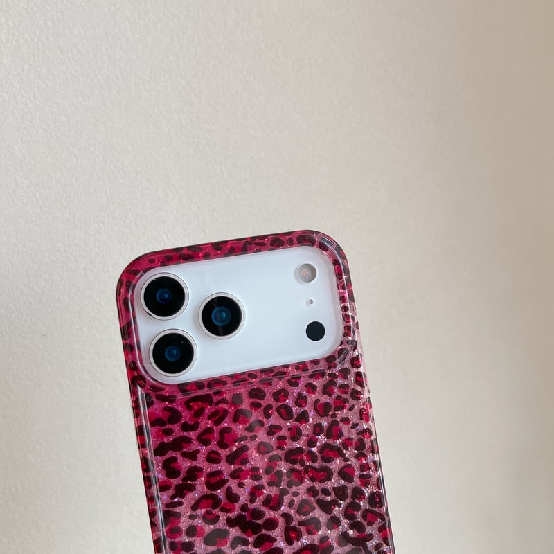 キラキラヒョウ柄 iPhone17 17Proケース きれいラメ iPhone17Promax
