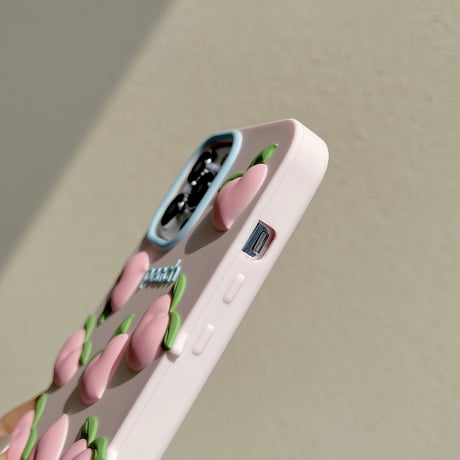 ピーチ桃 iphone14/13ケース 立体感可愛い iPhone12/11カバー 頑丈 シリコン キュート プレゼントにおすすめ[M2914]