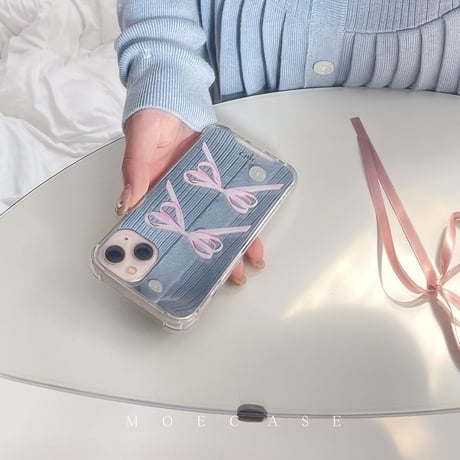 リボン ミラー iPhone14/13ケース  シック アイフォン13/12/11promaxカバー 使いやすい 化粧直しに便利 ガールズに人気[M2746]