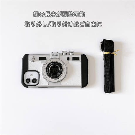 カメラデザイン iPhone14pro/14promaxケース ショルダー紐付 iphone13/12/11promaxカバー  頑丈  可愛い お揃い[M2284]