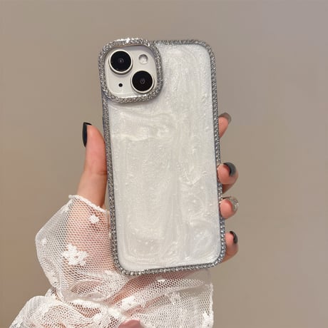 高級感 iPhone16pro/16カバー ダイヤデコライン ラメ入り iPhone15promax/14/13/12ケース 女子に人気[M5391]