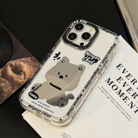 dog 鏡 iPhone15pro/15カバー ストラップ付 アイフォン14pro/13promax/12ケース シック 可愛い[M4330]
