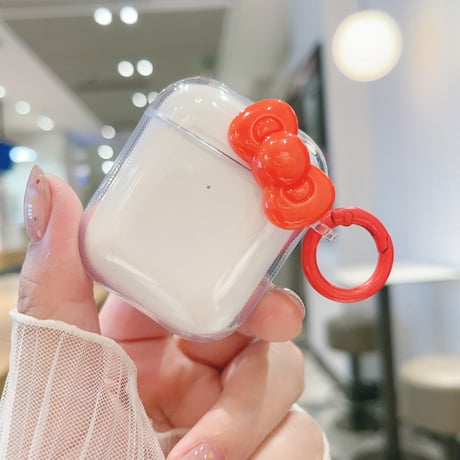 レッドリボン Airpods4ケース 透明 AirpodsPro2ケース airpods3/2クリアケース リング付き ギフトにおすすめ[M5426]