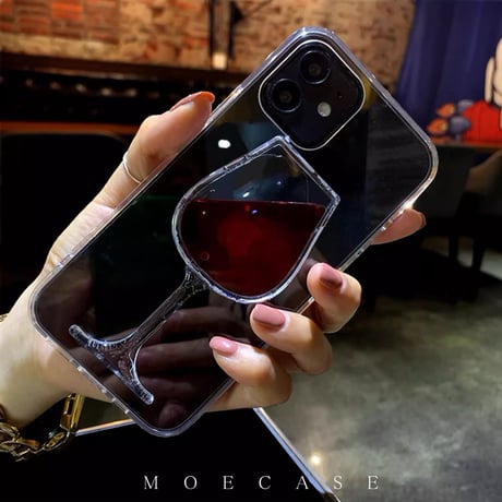 液体赤ワイン iPhone13/14proケース クリア透明感 iPhone12/11/XSカバー 可愛い面白い 夏に人気 ストレス解消 ギフトにおすすめ [M3247]