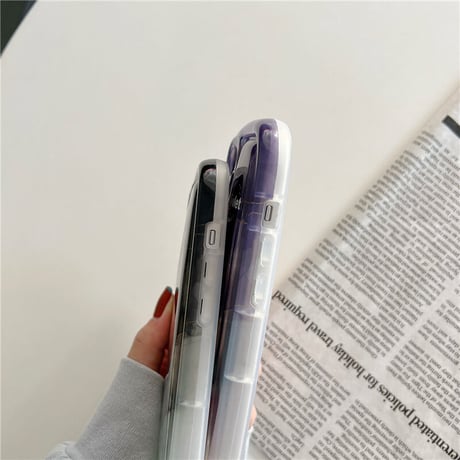 バイオレット/ブラック iPhone14/13/12ケース  高品質耐衝撃 アイフォン11/xsカバー ぼかし グラデーション 大理石風[M2982]
