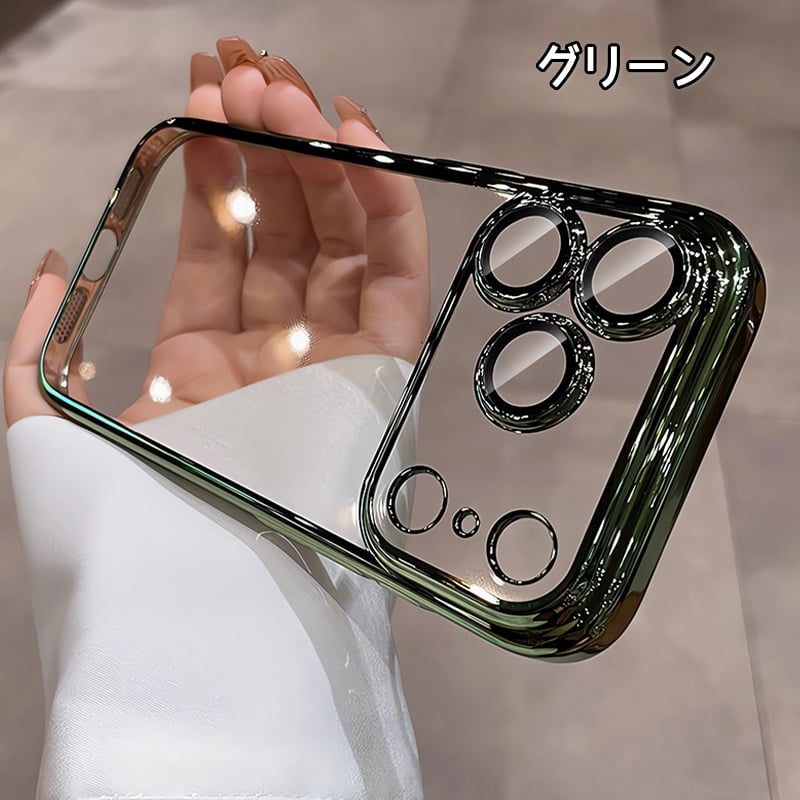 メタル iPhone17pro/16promaxケース クリア 黄ばまないアイフォン15pr