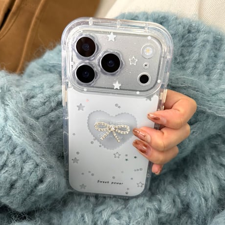 ジュエリーリボン iPhone17/17Proケース 花型カメラカバー iPhone17Promax/16Pro/15カバー  ガールズに人気 [M5957]