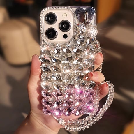 ダイヤデコ iPhone16Pro/16ケース フリンジ キラキラ iPhone15Pro/14Plusケース ストラップ付 豪華 存在感抜群 [M5445]