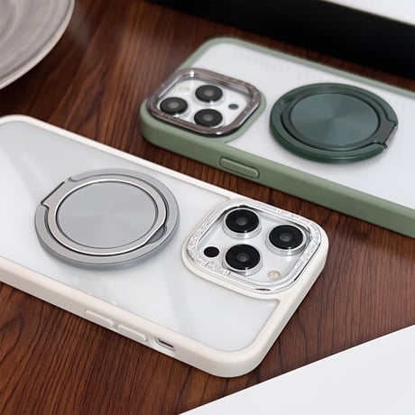 リングスタンド付 iPhone15Pro/15ProMaxケース シンプル 黄ばまないiphone14/13/12promaxカバー 頑丈[M4144]