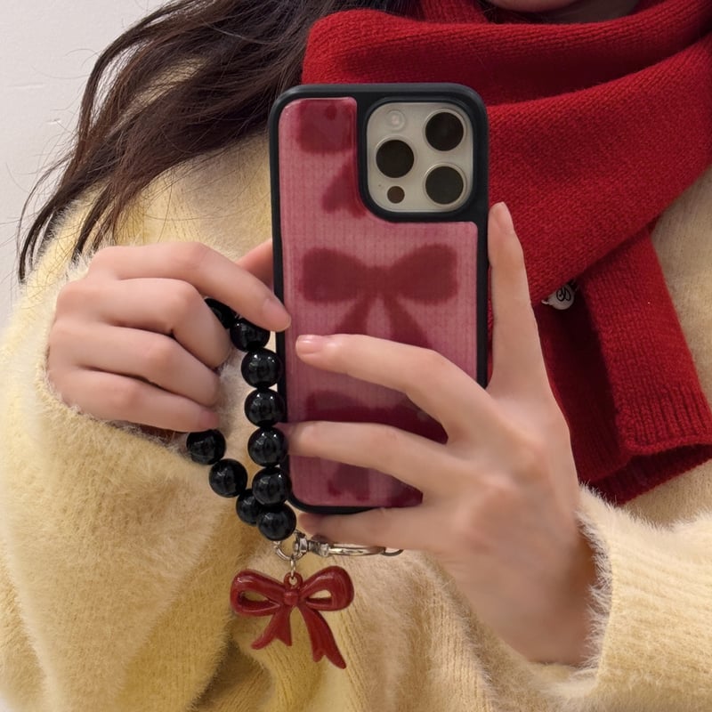 VALENTINO iPhone5 SE ケース ワインレッド リボン iPhone16/16Pro
