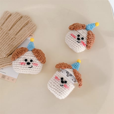 ニット犬ちゃん Airpods 4ケース ギフトにおすすめ Airpods3/2カバー Airpodspro2/pro  めっちゃ可愛い[M5002]