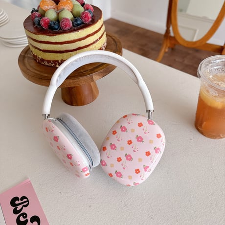 韓国風 AirPodsMaxケース 花柄 かわいい エアーポッズ マックス専用カバー 女子力高い 質感いい 光沢感 [M4883]