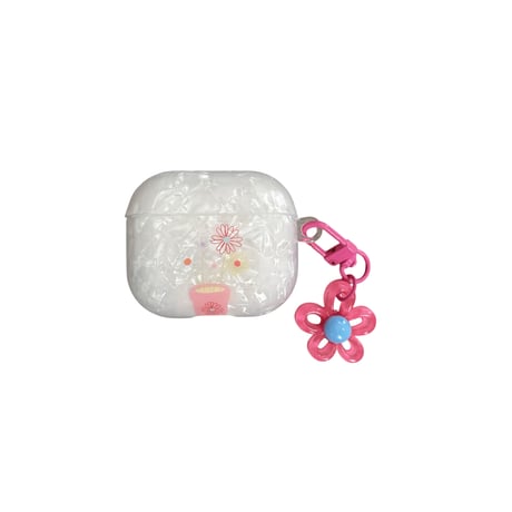 シェル調 Airpods4ケース 花キーチェーン AirpodsPro2ケース airpods3/2ケース 艶感 韓国風 プレゼントにおすすめ[M5440]