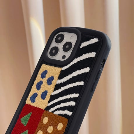 刺繡 切り替え iphone14pro/14promaxケース  ゼブラ模様 iphone13/12/11カバー  高級感 頑丈 ファッション[M2499]