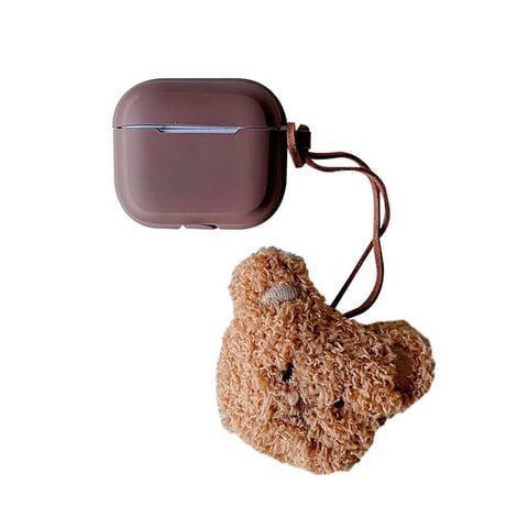 クマちゃんストラップ AirPods4/Pro2ケース シリコン製  airpods3/2カバー 防塵カバー付き  お揃い ギフトにおすすめ[M2528]