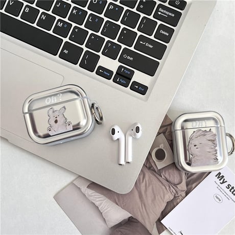 【Airpods4】犬ちゃん AirPodsPro2/Airpods3ケース シルバーカラー airpods3/2ケース かわいい ギフトにおすすめ[M3920]