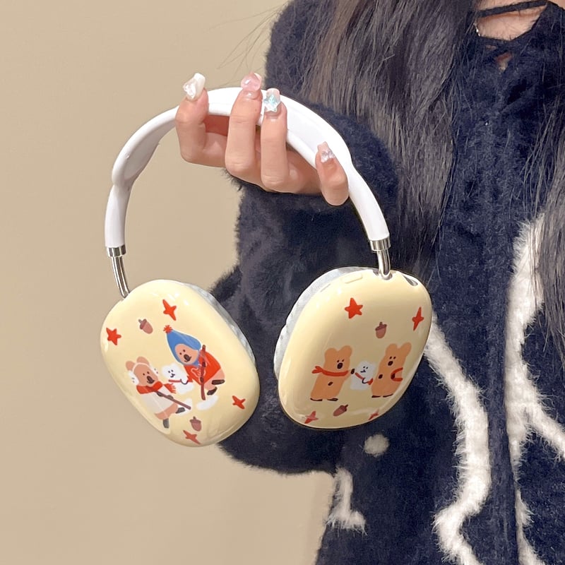 可愛い熊ちゃん AirPodsMaxケース イエロー エアーポッズ マックス専用