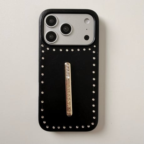 ダイヤスタンド iPhone17Pro/17ケース  ストーンライン レザー iPhone16pro/15/14カバー 高品質 オシャレ[M6322]
