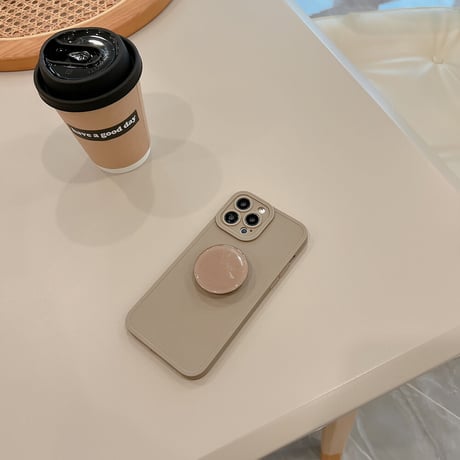 高級感 iPhone14pro/14plusケース スマホグリップ付 アイフォン13/12ミニ/11proカバー シンプル シック 実用 おそろい [M2563]