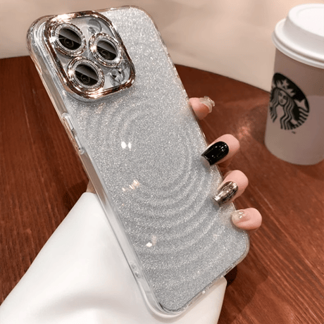 MagSafeリング鏡付 iPhone16/15proケース キラキラスタンド付 iphone14pro/13/12カバー 便利 レンズフイルム付[M4207]