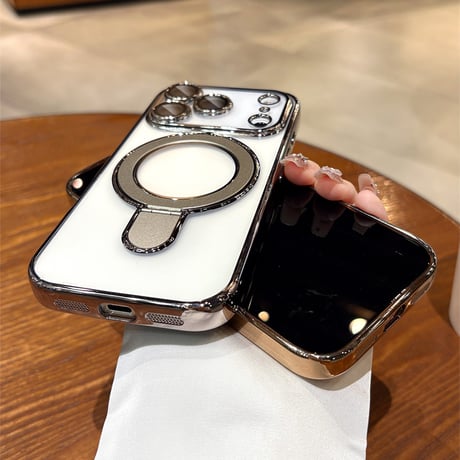 MagSafeリングスタンド iPhone17Pro/17ProMaxケース 強力ガラスレンズカバー iPhone17/Airケース 大人気 [M5682]