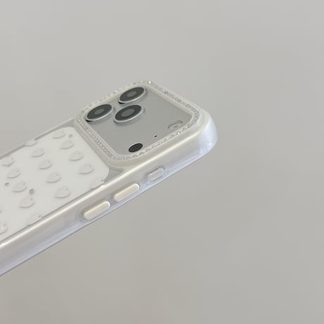 リベット付ハート持ち手 iPhone17Pro/17ケース ハート柄 ダイヤデコ iPhone16Promax/15proケース 便利 可愛い[M6522]