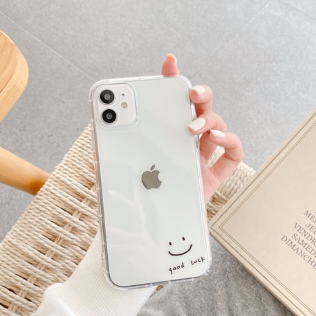 さりげないお揃い iphone13mini/14proクリアケース  笑顔 iphone12/11promaxケース   耐衝撃 シンプル M1063