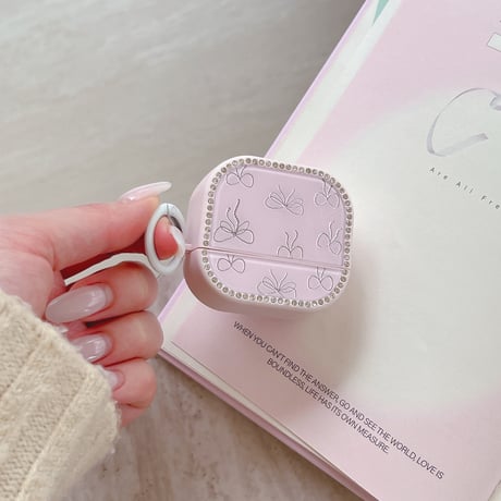 MagSafe対応 AirPodsPro3ケース リボン ジュエリーライン Airpods4/3ケース  AirpodsPro2/Pro1カバー  ギフトにおすすめ [M5913]