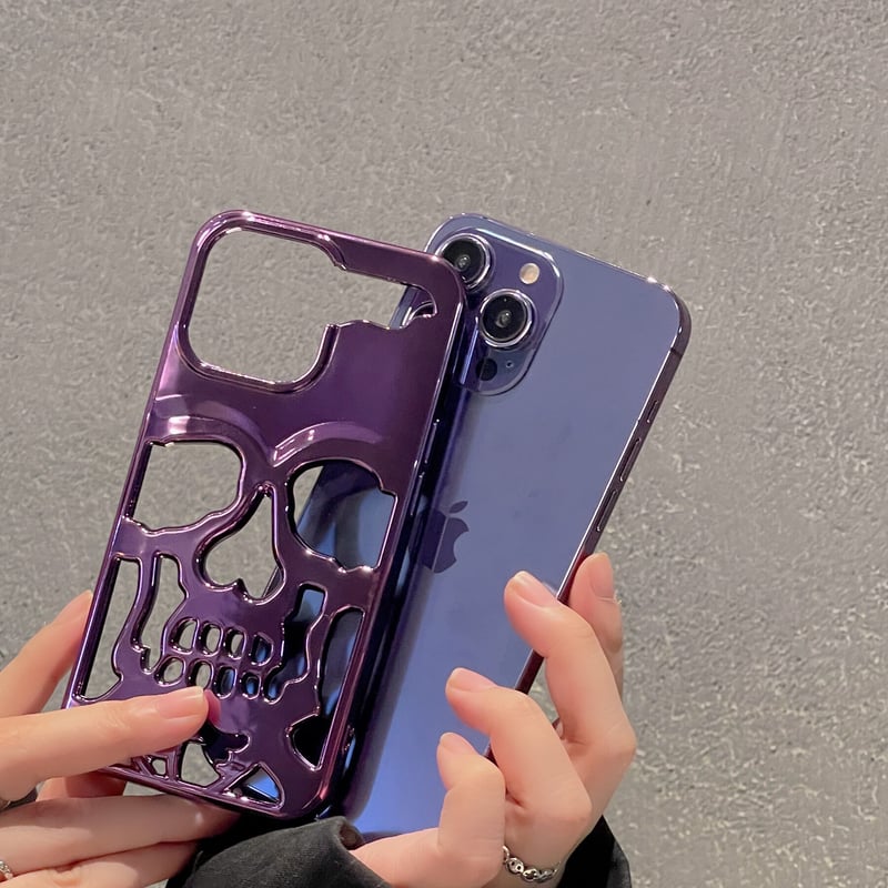 オリジナルケース オーダーメイドケース iPhoneカバー  ドクロ iPhone16対応】ドクロ iPhone15pro/14promaxケース 透かし彫り