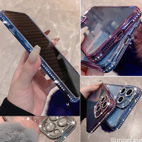 毛玉付 ジュエリーiPhone15/15proケース 女子に大人気 キラキラ アイフォン14/13/12カバー 高級感 カメラ保護[M3798]