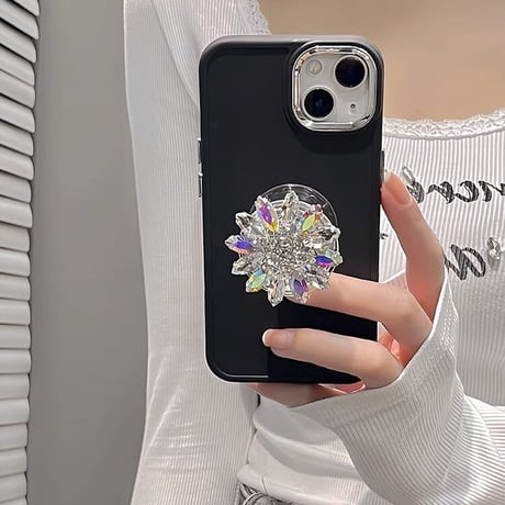 iPhone15/15Proケース  ダイヤモンドグリップ  おしゃれ キラキラ アイフォン13/12Pro/11ケース  スタンド機能 ガールズに人気[M3537]