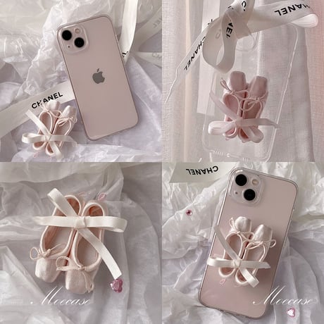 バレエシューズグリップ iPhone14/15ケース 高品質 セレブ愛用 iPhone13mini/12/11カバー お洒落 かわいいクリアカバー トレンド 人気[M2781]