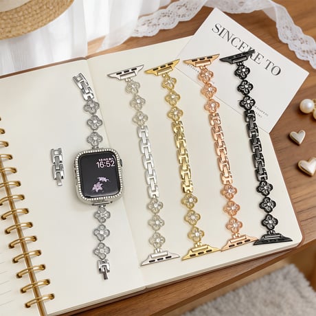 ダイヤデコ花  AppleWatchバンド 通気性よい AppleWatchベルト Series 11/10/9/8 SE3/2  Ultra3/2/1 高級感高品質 おしゃれ[M6413]